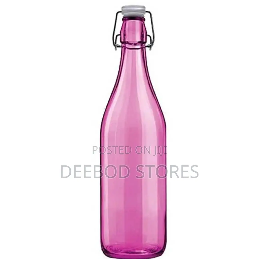 Cello Aquaria Glass Water Bottle With a Swing-Top Lid.