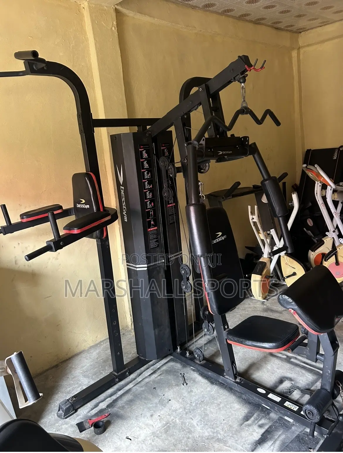 Multi Station Gym With Pull Up Stand and Boxing Bag