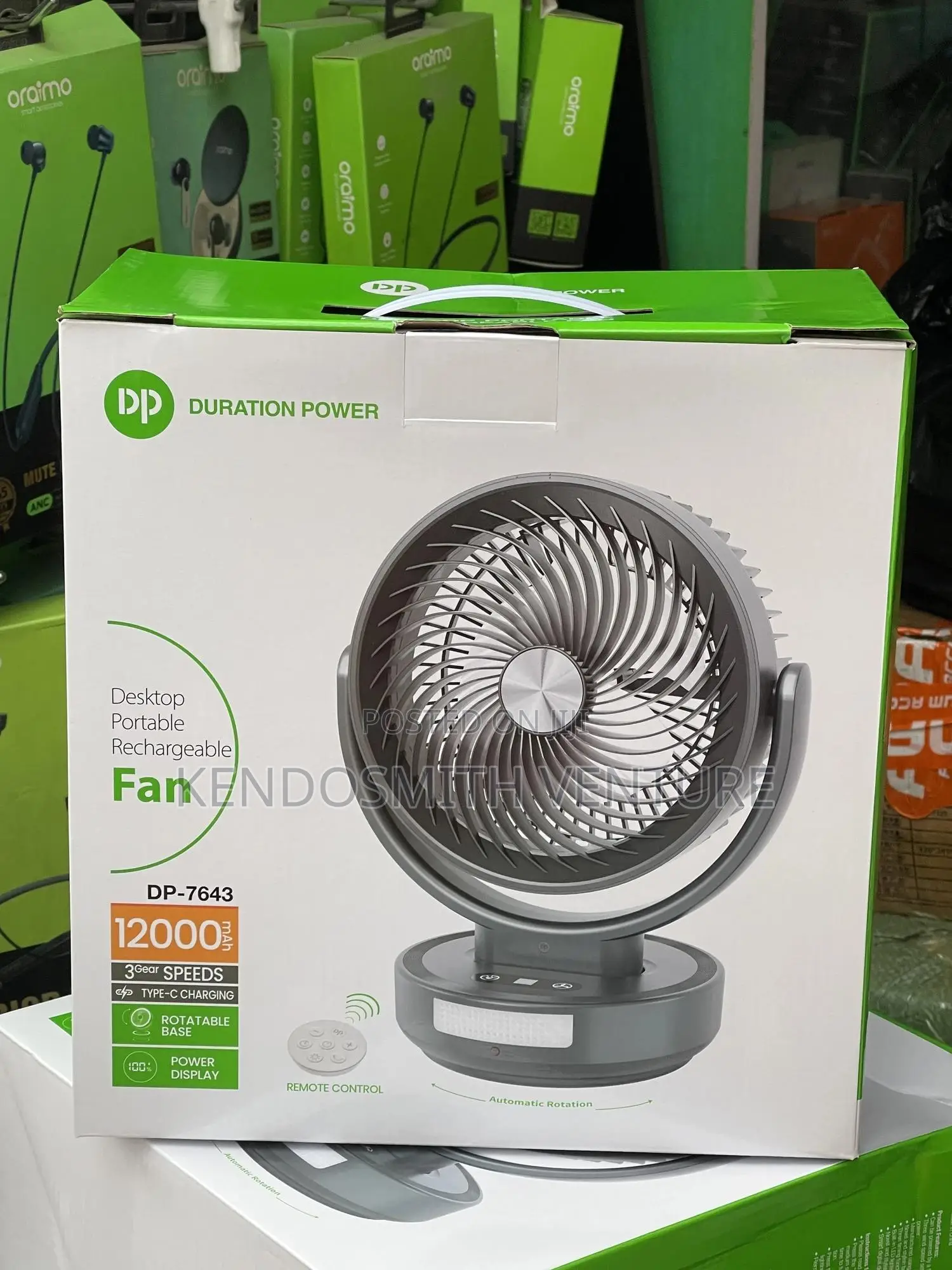 Original Power Rechargeable Desktop Fan Dp-7643 12000mah