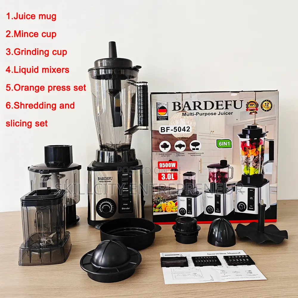 Bardefu 6 in 1 Powerful Stainless Steel Blender 9500w