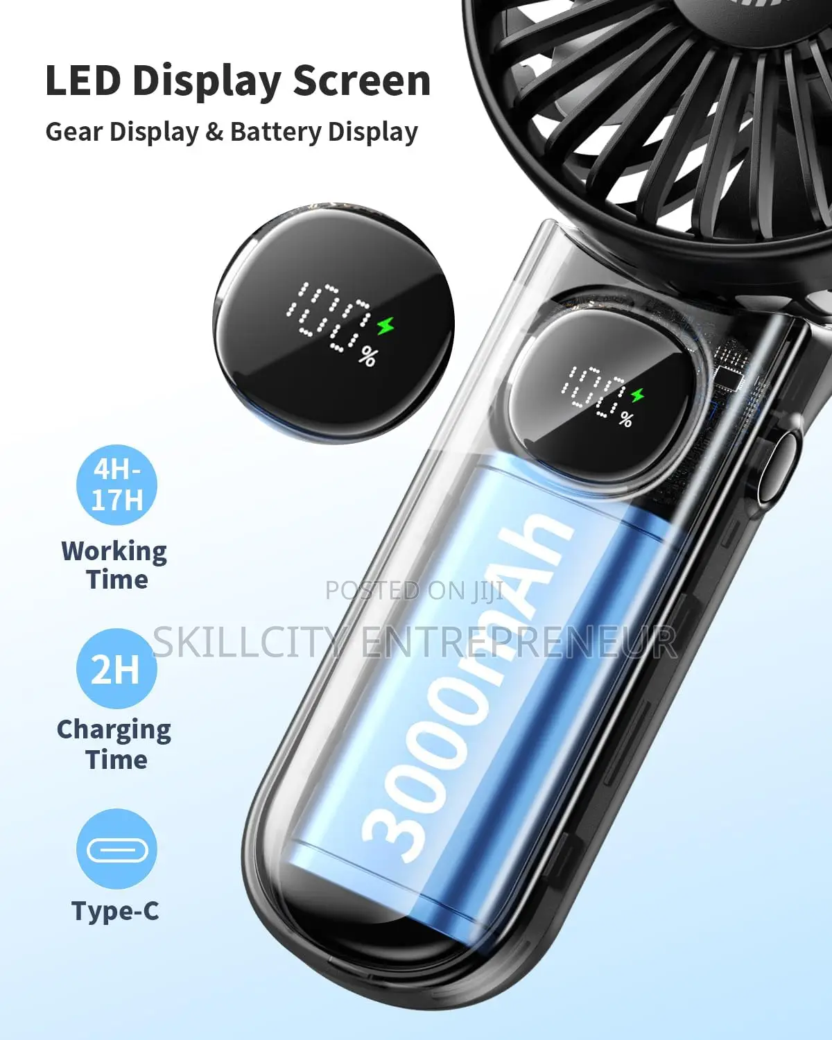 Portable Personal Fan With Led Screen 90