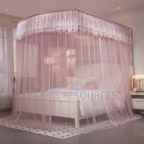 Luxury Pink Princess Style Portable Lace Mosquito Net Folded