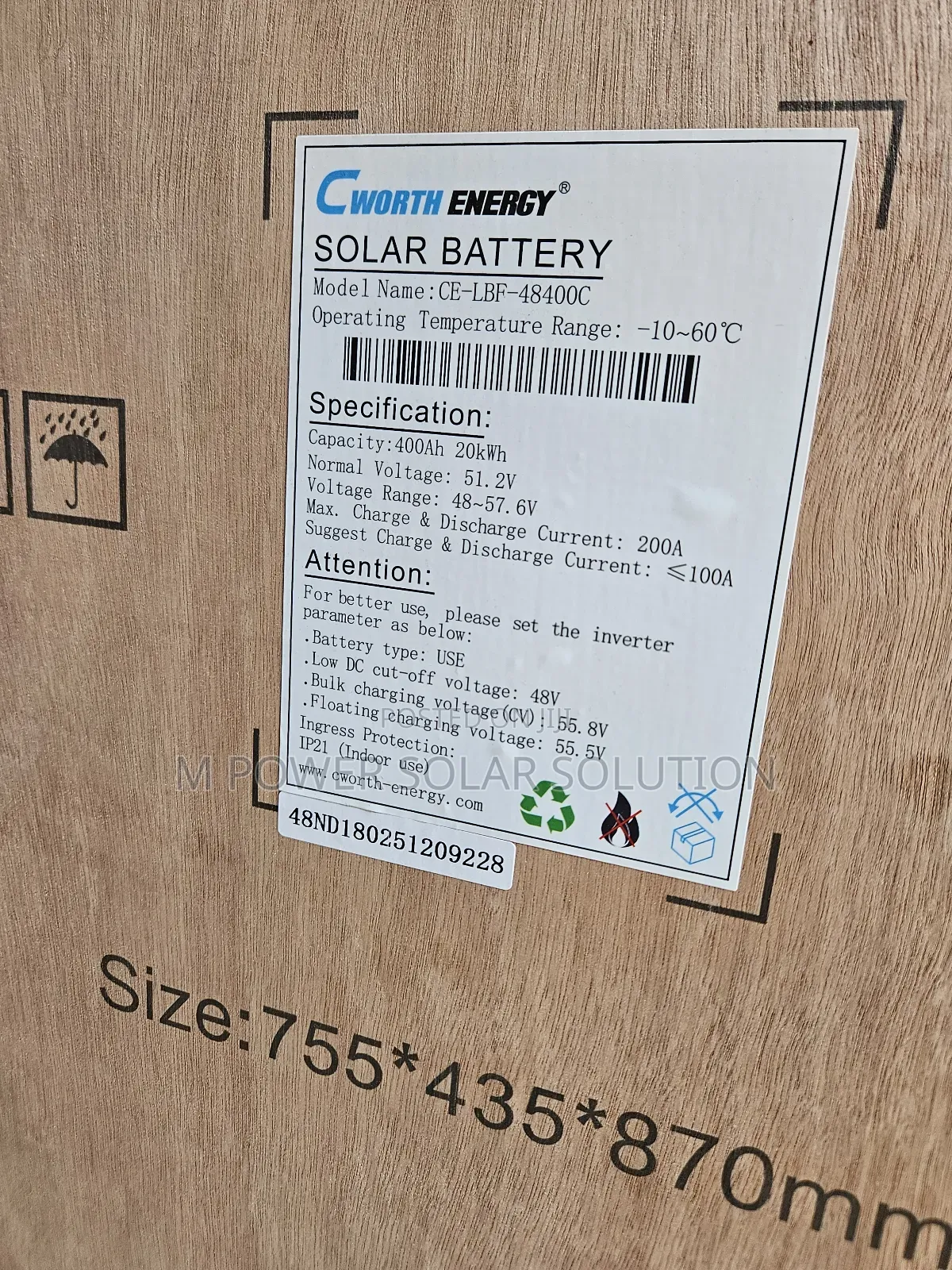 20kwh Cworth Energy Solar Lithium Batteries