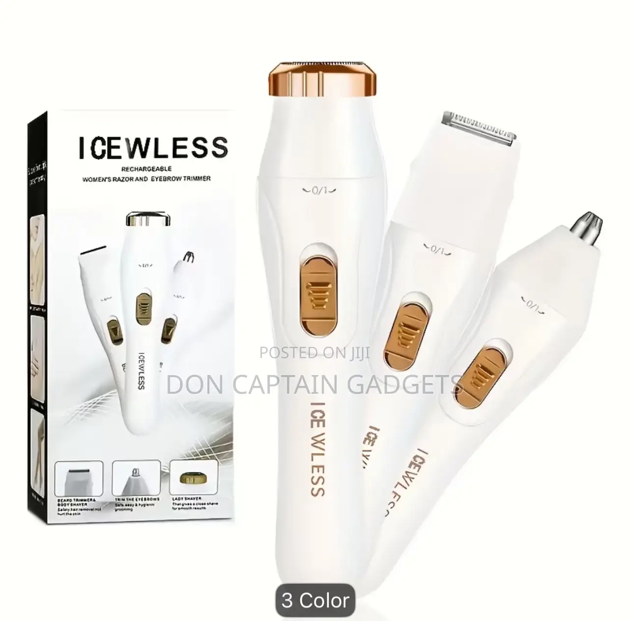 Rechargeable Hair Removal Set 3 in 1 / Icewless Women Razor Eyebrow