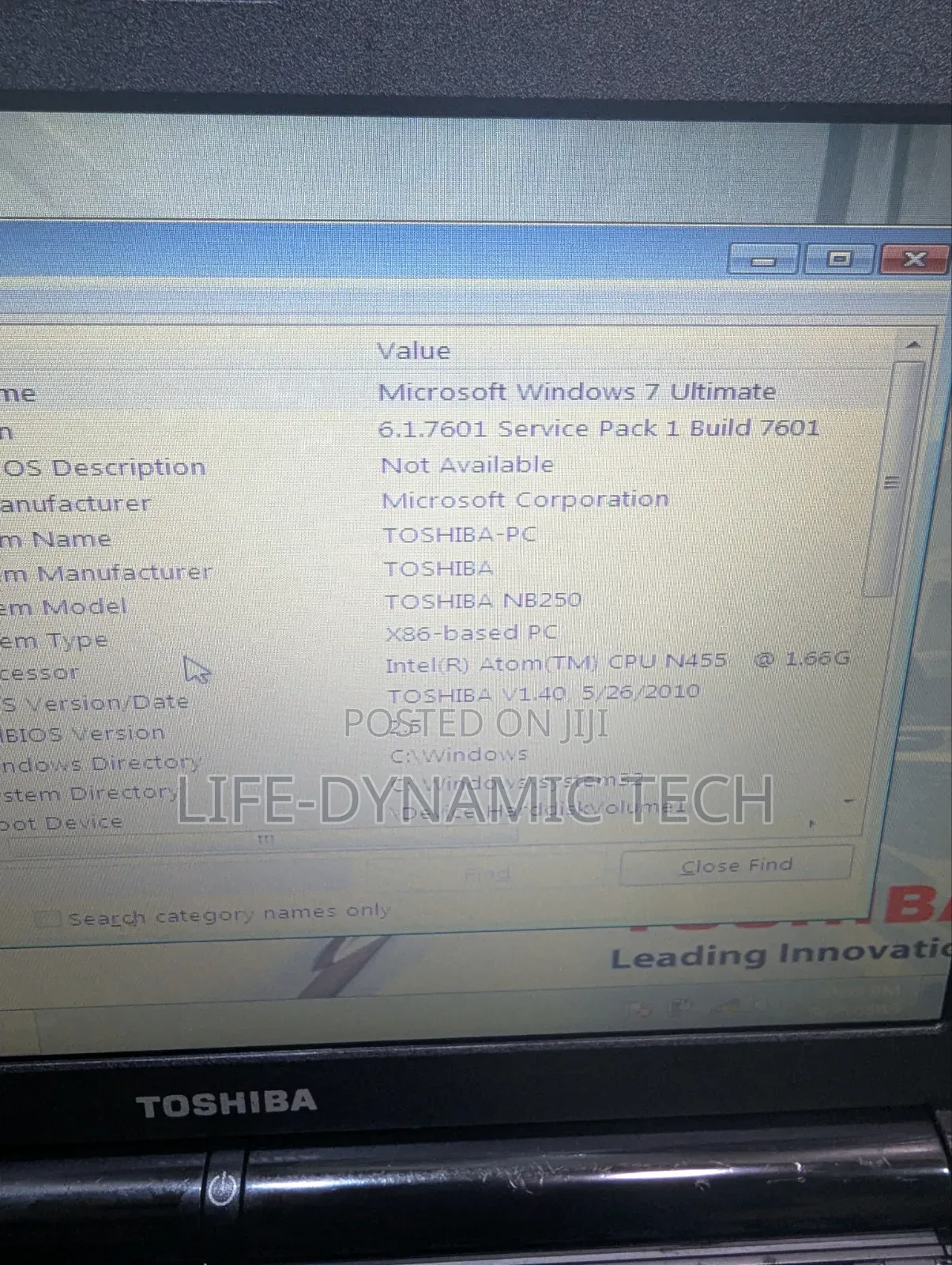 Laptop Toshiba NB520 2GB Intel Atom HDD 250GB