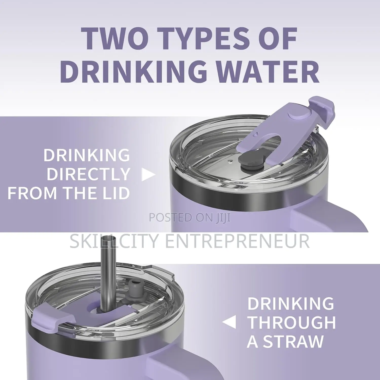Straw Lid Double Insulated Reusable Stainless Steel Water Bottle