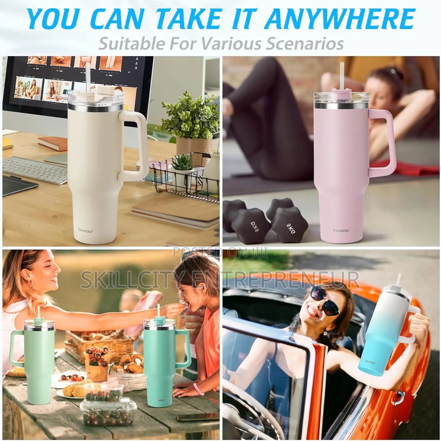 Straw Lid Double Insulated Reusable Stainless Steel Water Bottle