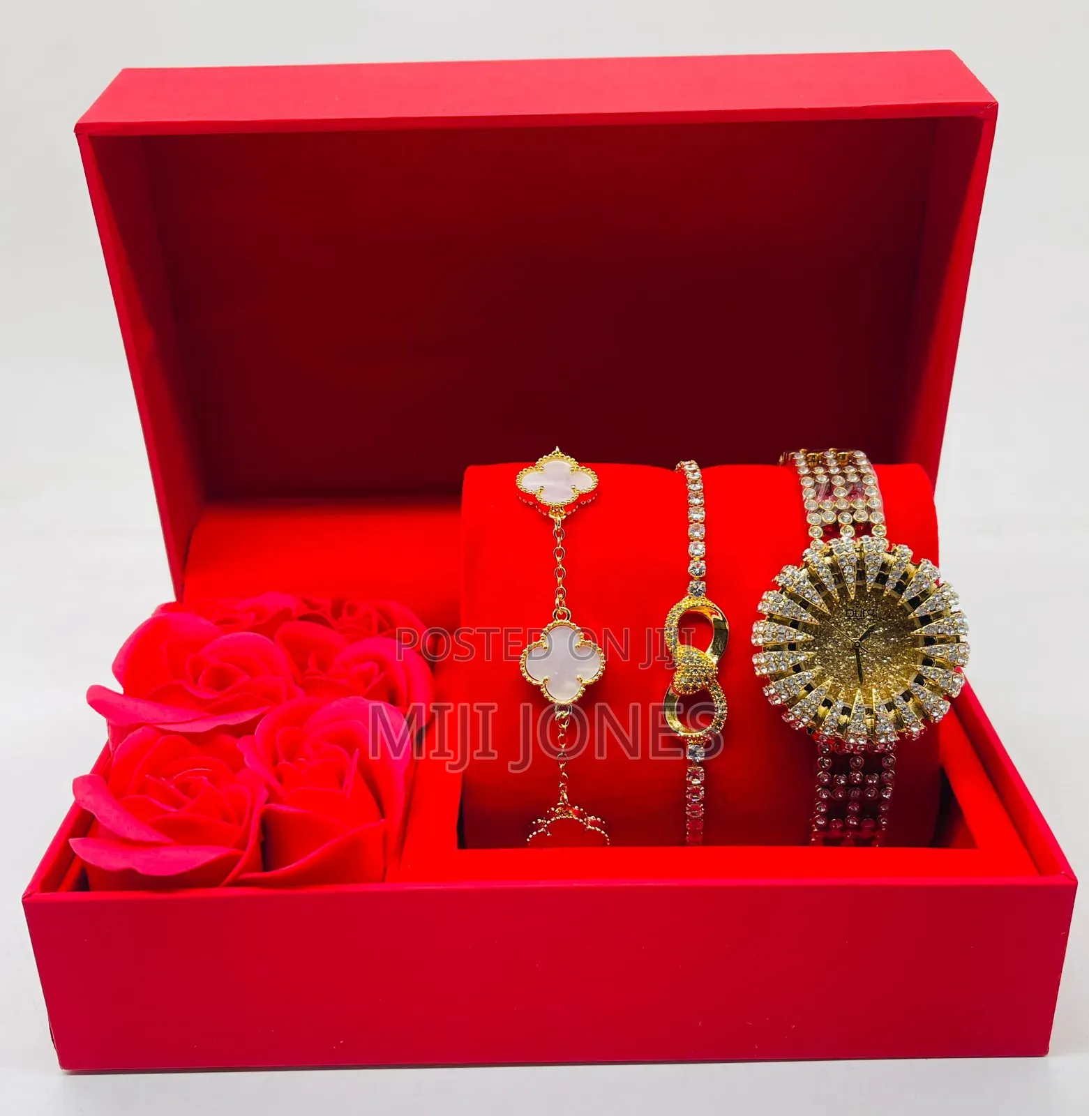 *Dior-Inspired Female Wristwatch Set | Box + 2 Bracelets + Carrier Bag