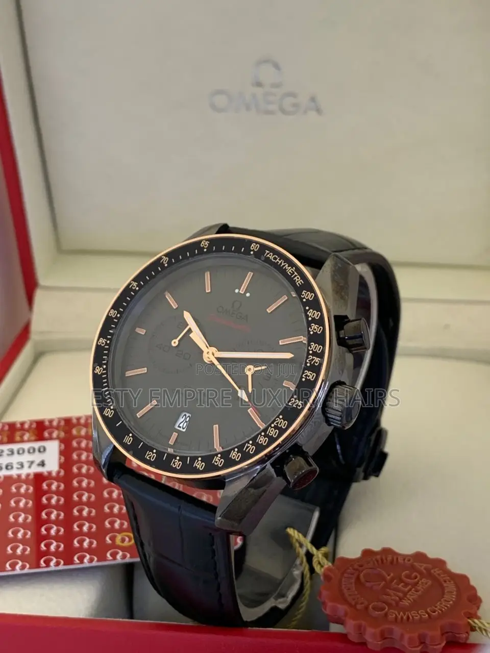 High Quality Omega Chronograph Pure Quality Leather Strap