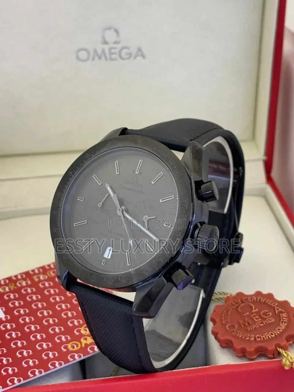 High Quality Omega Chronograph Pure Quality Leather Strap