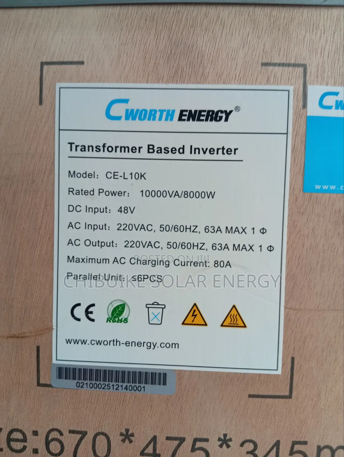 C Worth Energy Solar Inverter 10kva/48v