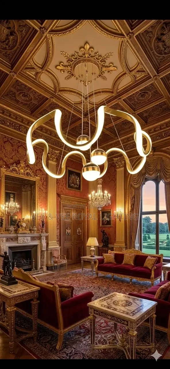 Luxury Gold Ribbon Chandelier – For Sitting Room,Hotels, Bedroom Light