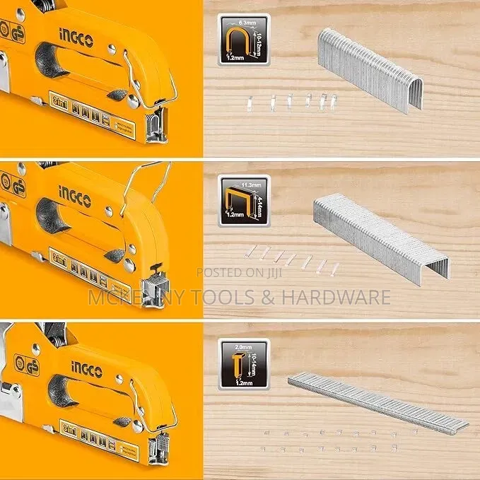 Ingco Hsg14 3-in-1 Hand Tacker With 600 Replacement Needles Staple Gun