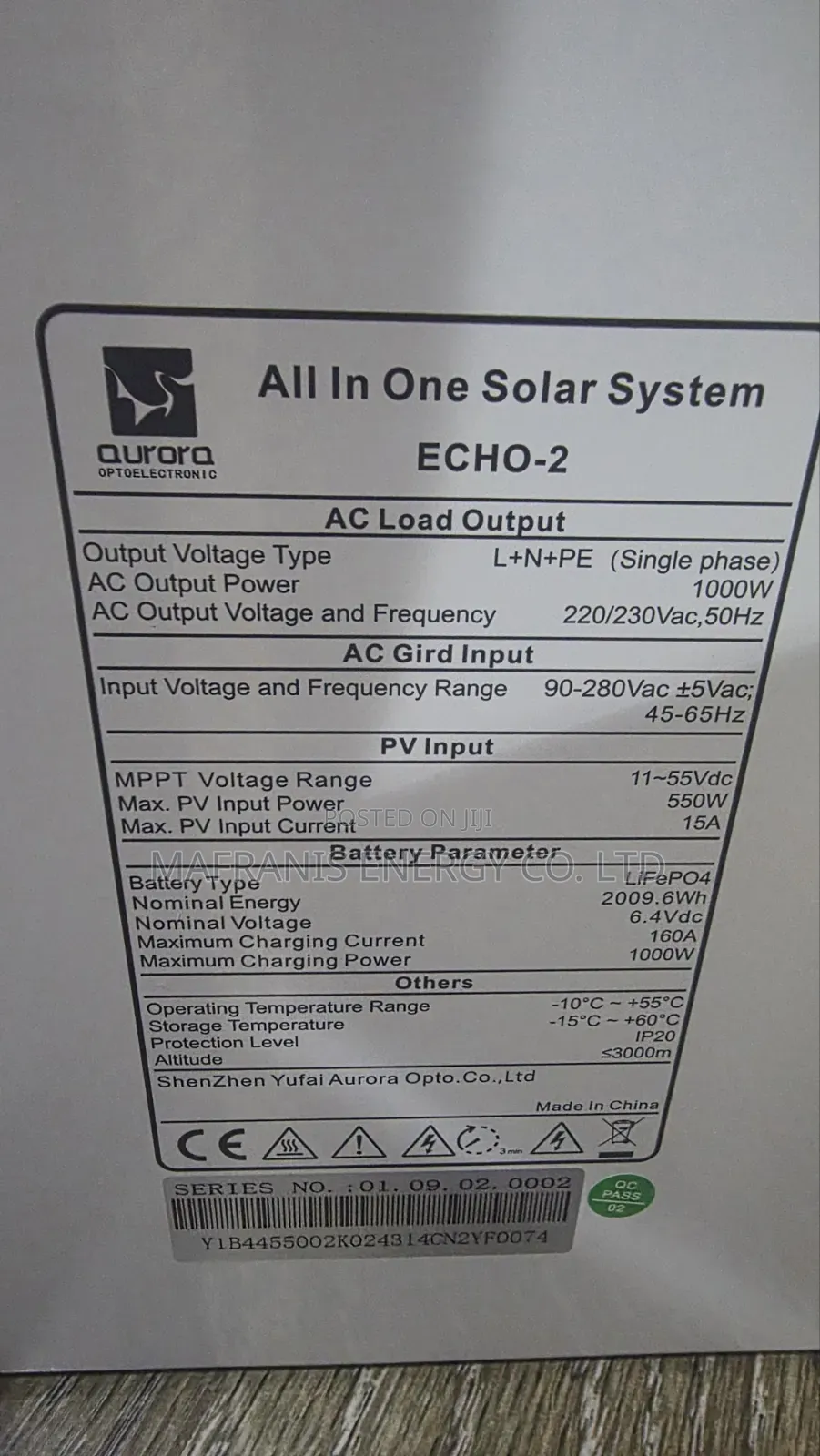 Aurora 1000watt/2009wh All in One Solar Generator System (Echo 2)