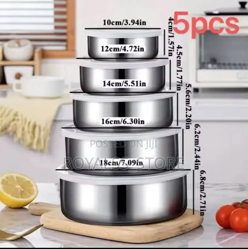 5 Set Stainless Steel Container / Refrigerator Food Storage Container
