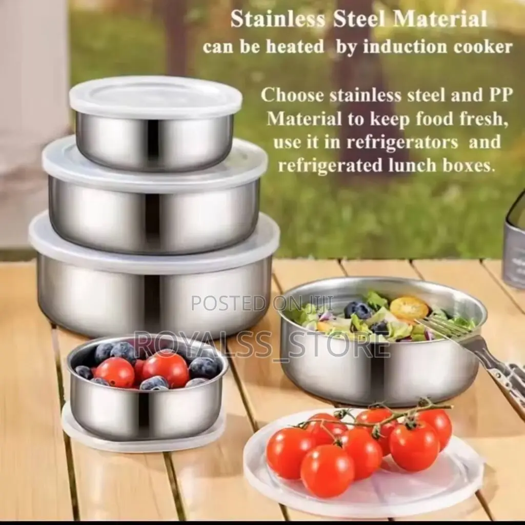 5 Set Stainless Steel Container / Refrigerator Food Storage Container