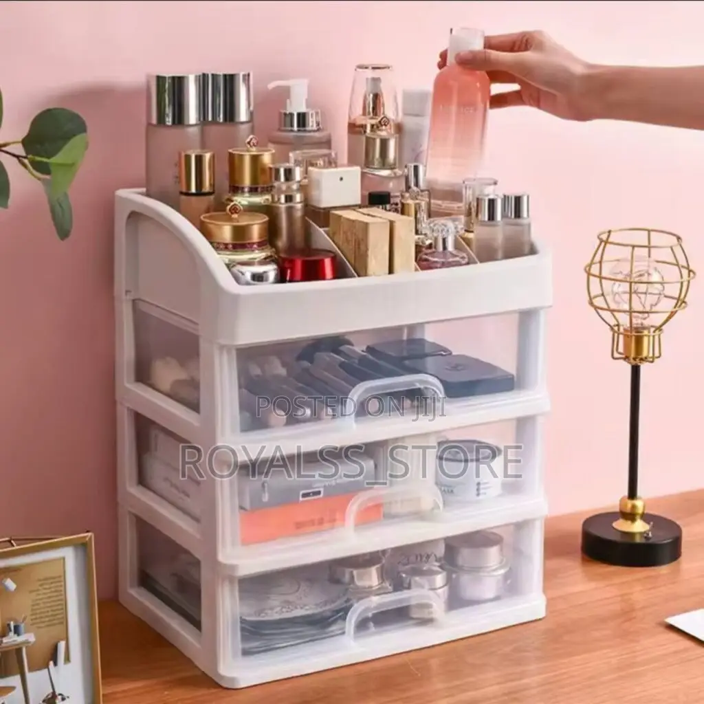 Beautiful Makeup Storage Box With 3 Drawer Cosmetic Display Cases