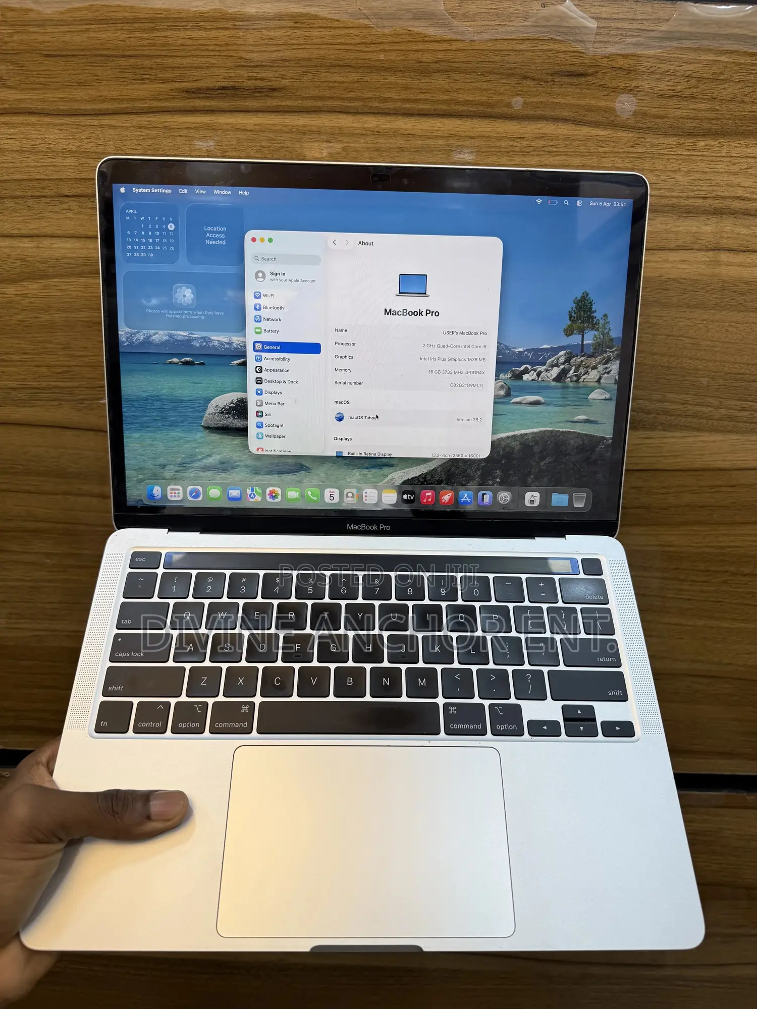Laptop Apple MacBook Pro 2020 16GB Intel Core i5 SSD 512GB