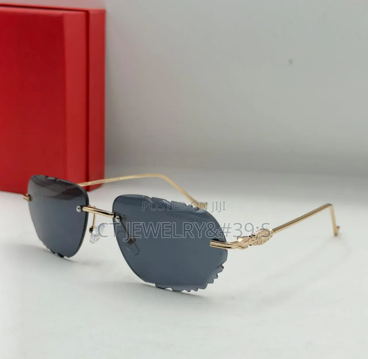 Luxury Rimless Sunglasses Etched Gradient Lenses, Gunmetal Frame