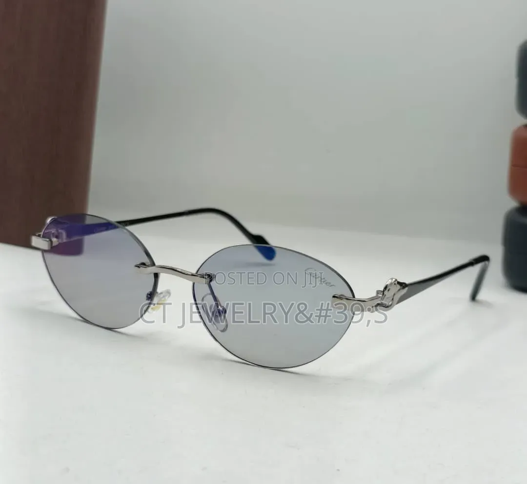 Quality Cartier Rimless Oval Fashion Sunglasses, Gradient Brown Lenses