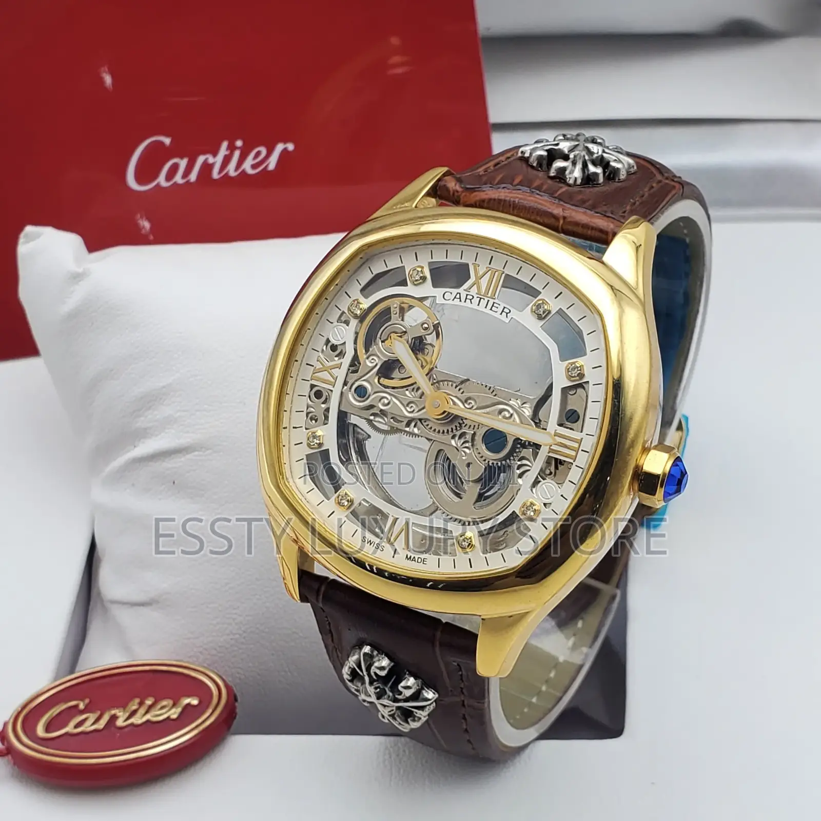 High Quality Luxury Cartier Automatic Leather Strap