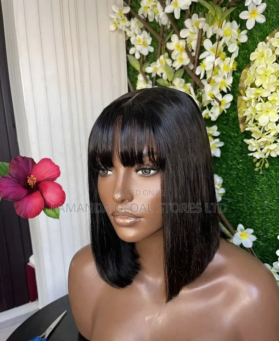 Closure Fringe Human Hair Blend Bob 10 Inches