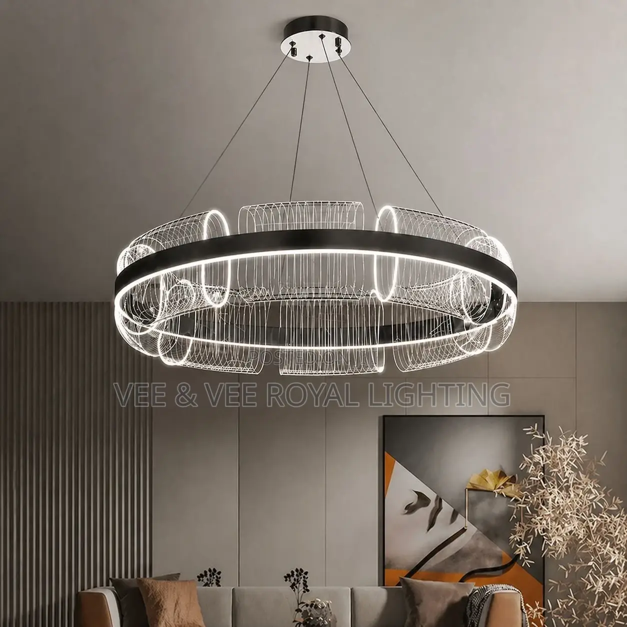 Luxury Led Mesh Ring Chandelier – For Living Room, Hotels, Bedroom