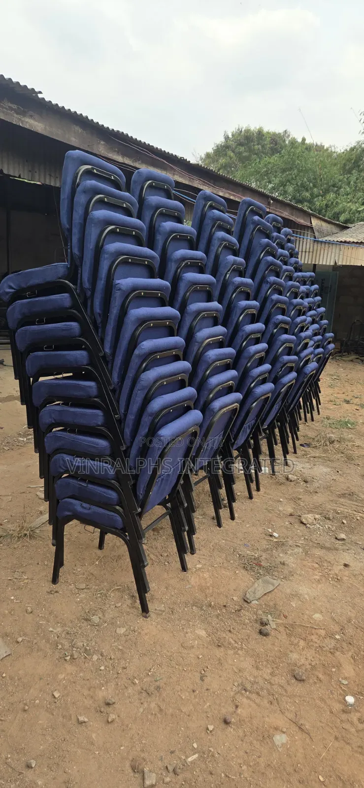 Plain Blue Medium Size Church Chair With Logo