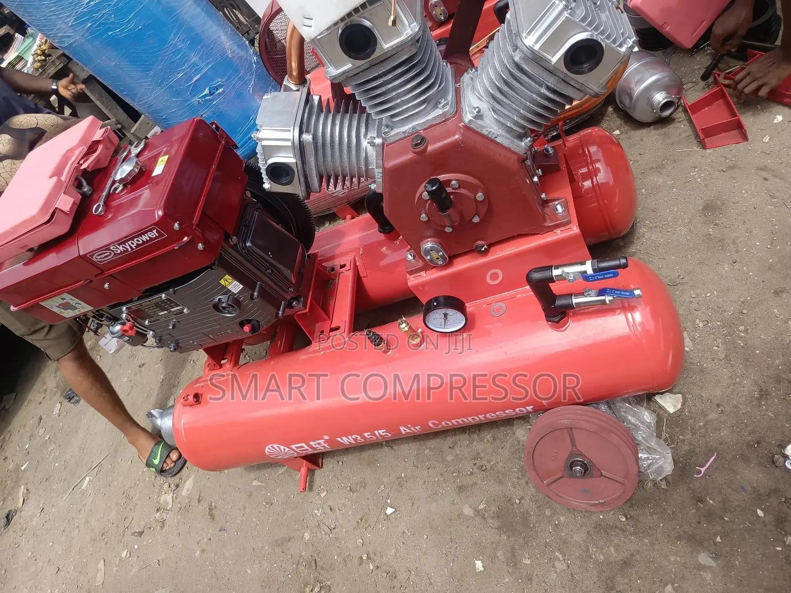 Double Tank Air Compressor 20hp With 1115 Diesel Engines