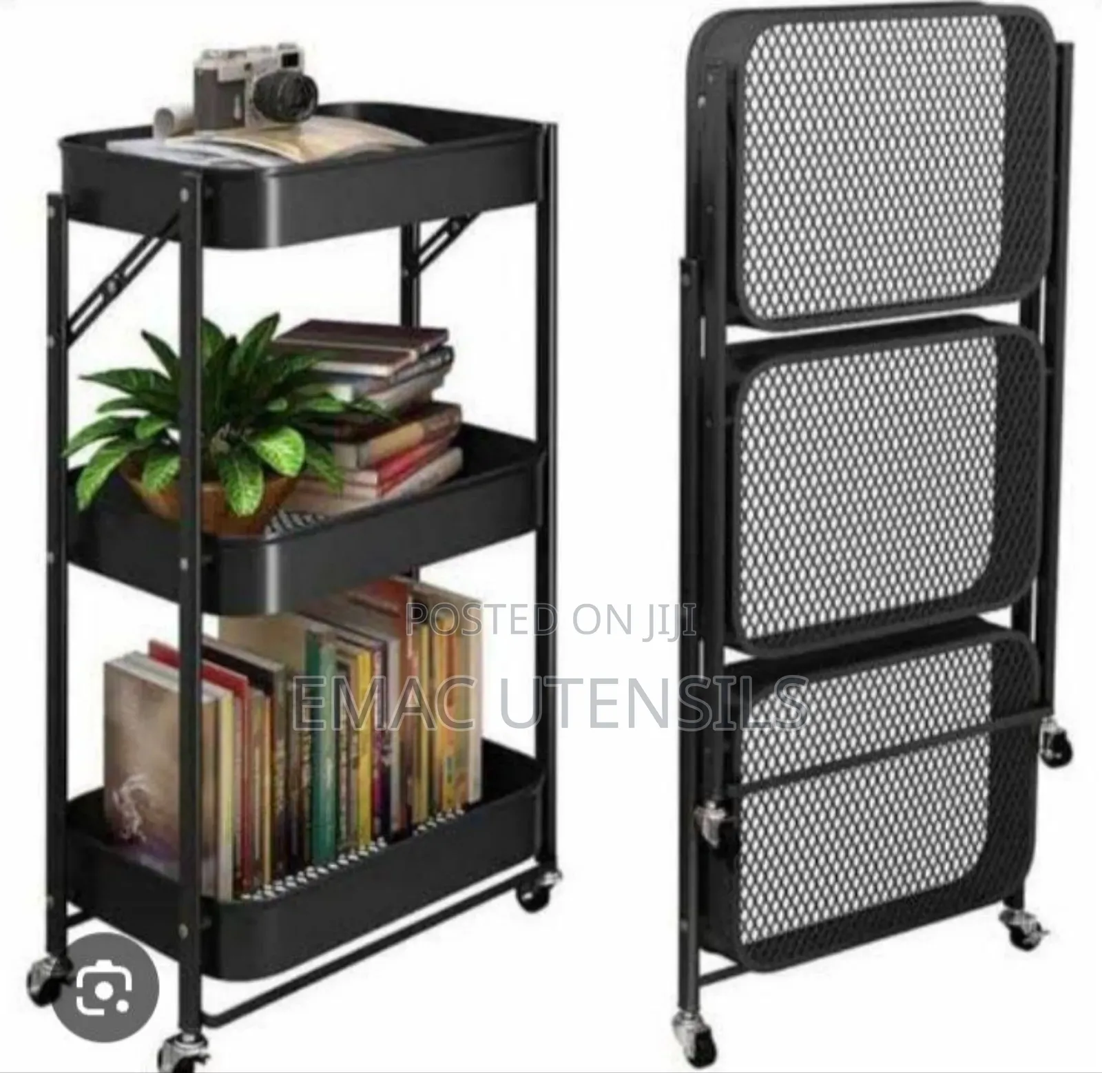 3layer Foldable Multipurpose Kitchen Trolley Storage Rack