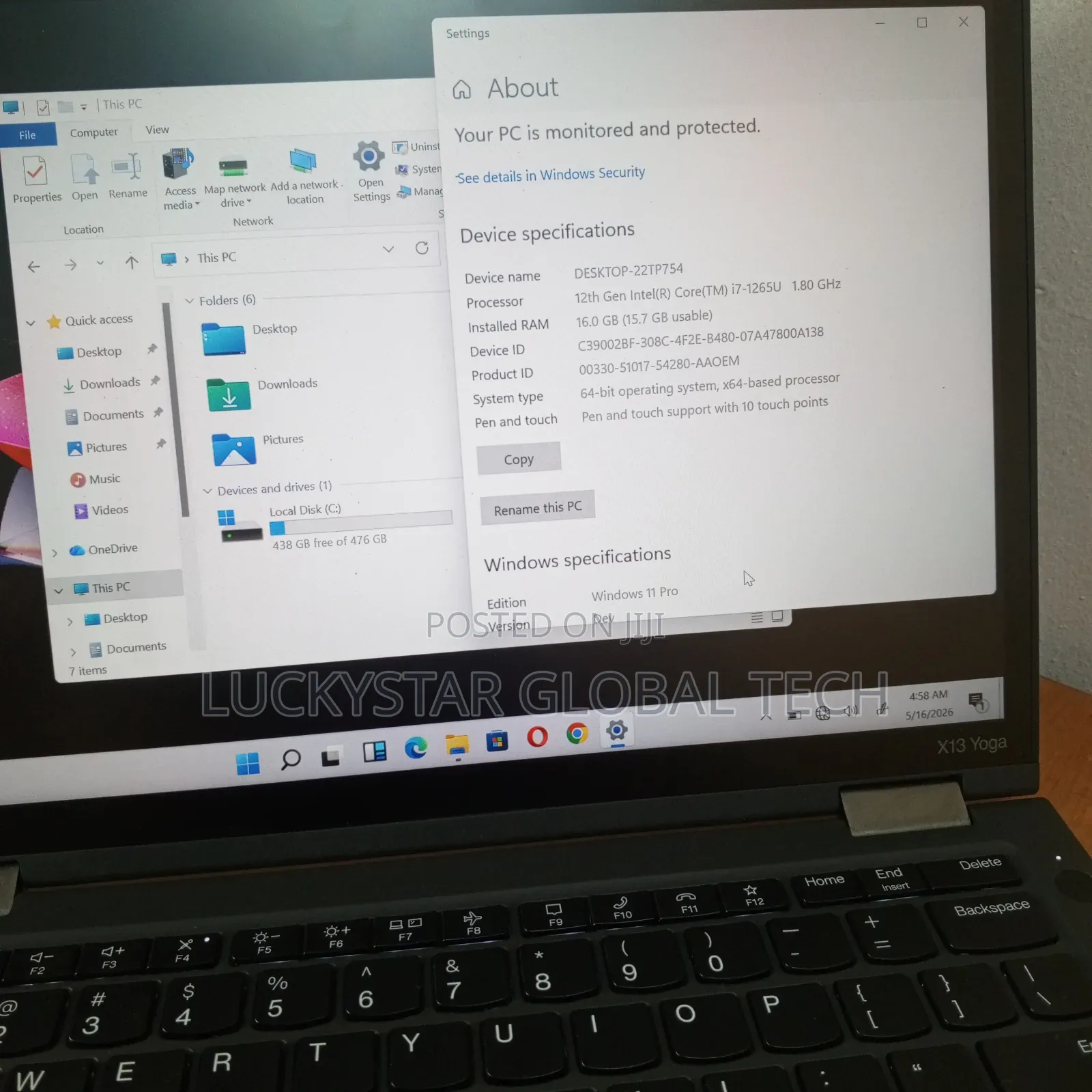 Laptop Lenovo ThinkPad x13 Yoga 16GB Intel Core i7 SSD 512GB