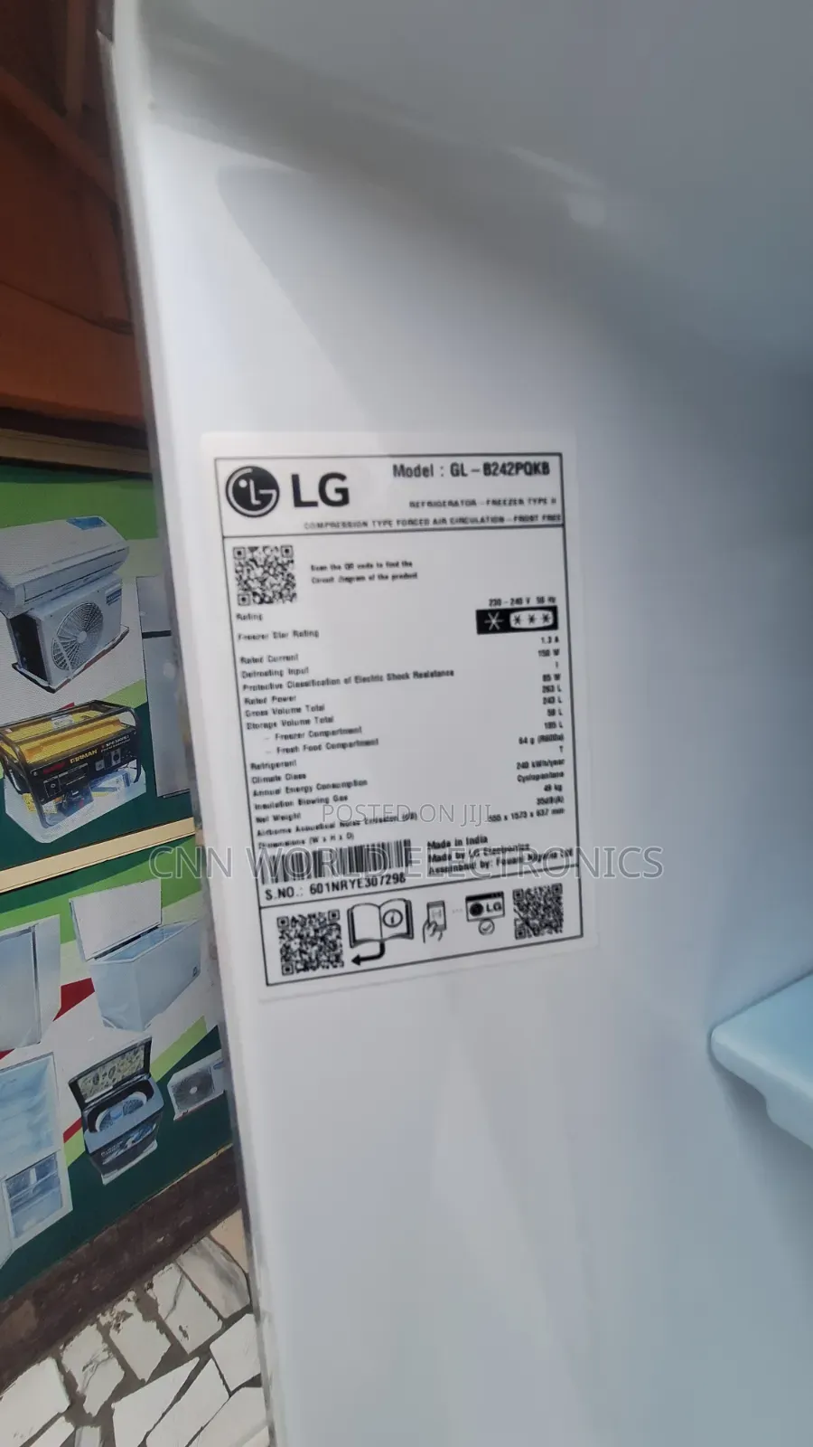 New LG Inverter Double Door Fridge (263l) Energy Saving Warranty 2yrs