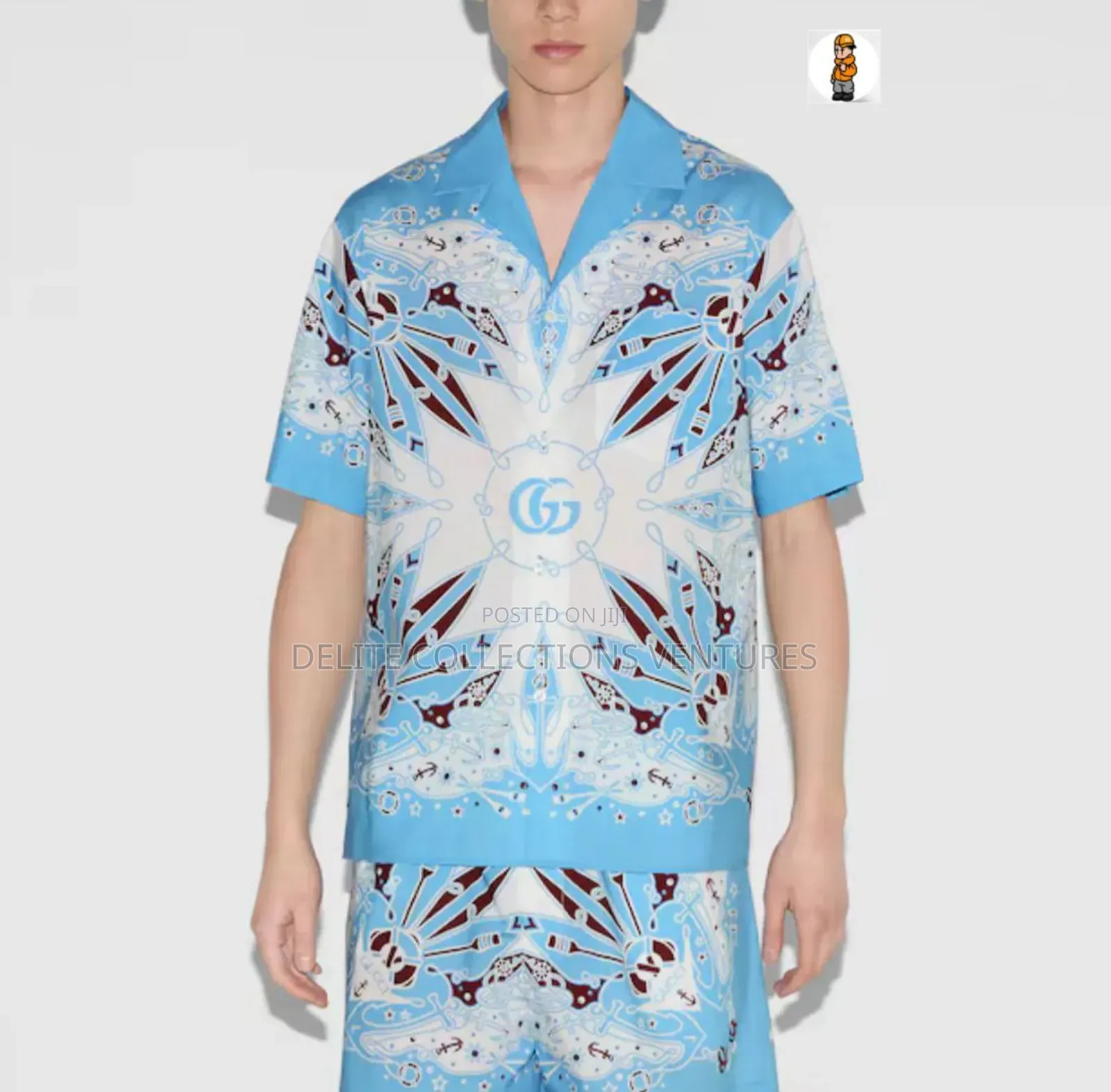 *Gucci Double Bandanna Printed Silk Shirt * *Size: M——3xl*