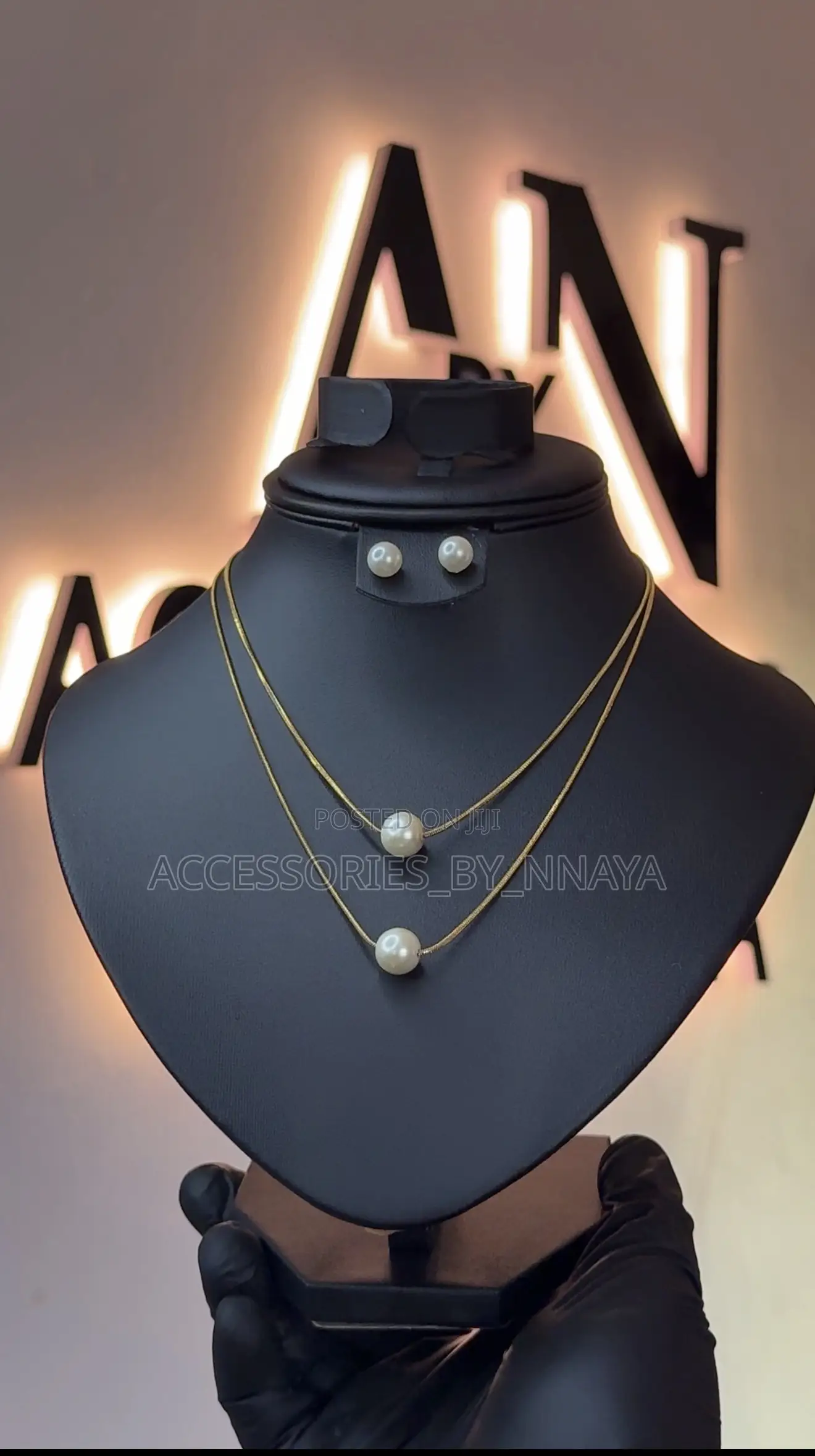Luxury Gold Pearl Necklace Set for Women