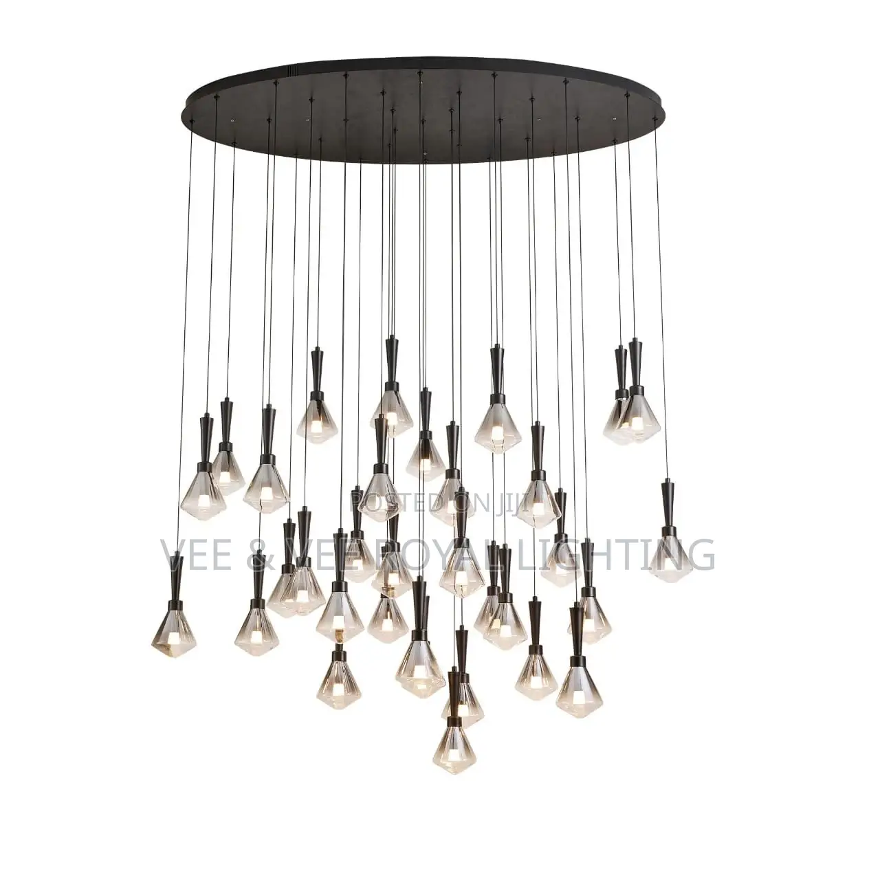 Luxury 36-Light Led Teardrop Crystal Chandelier – For Staircase, Void