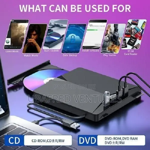 Xd013 Usb 3.0 Type-C Portable DVD Drive - 7 in 1, Black