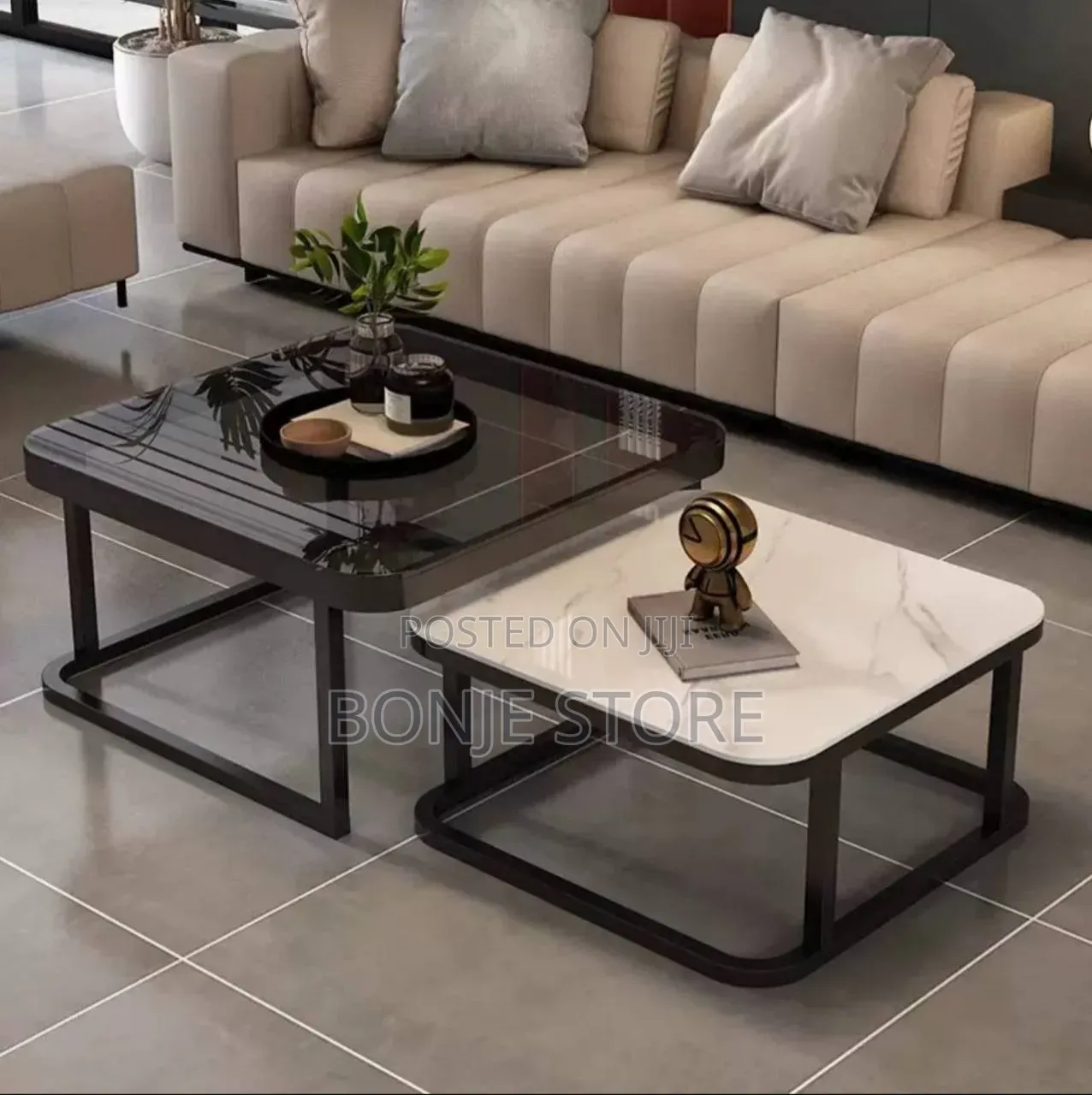 2in1 Creative Scalable Metal Glass Center Table
