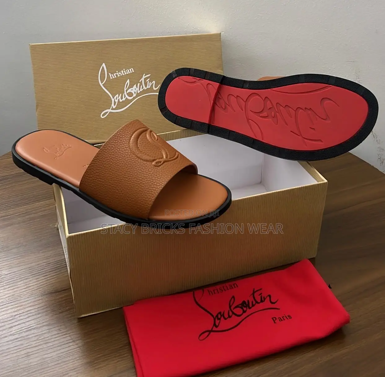 Christian Louboutin Brown Slippers Now Available in Store*