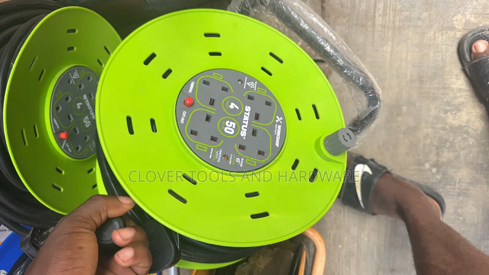 Heavy Duty Status 4 Socket Cable Reel, 50m