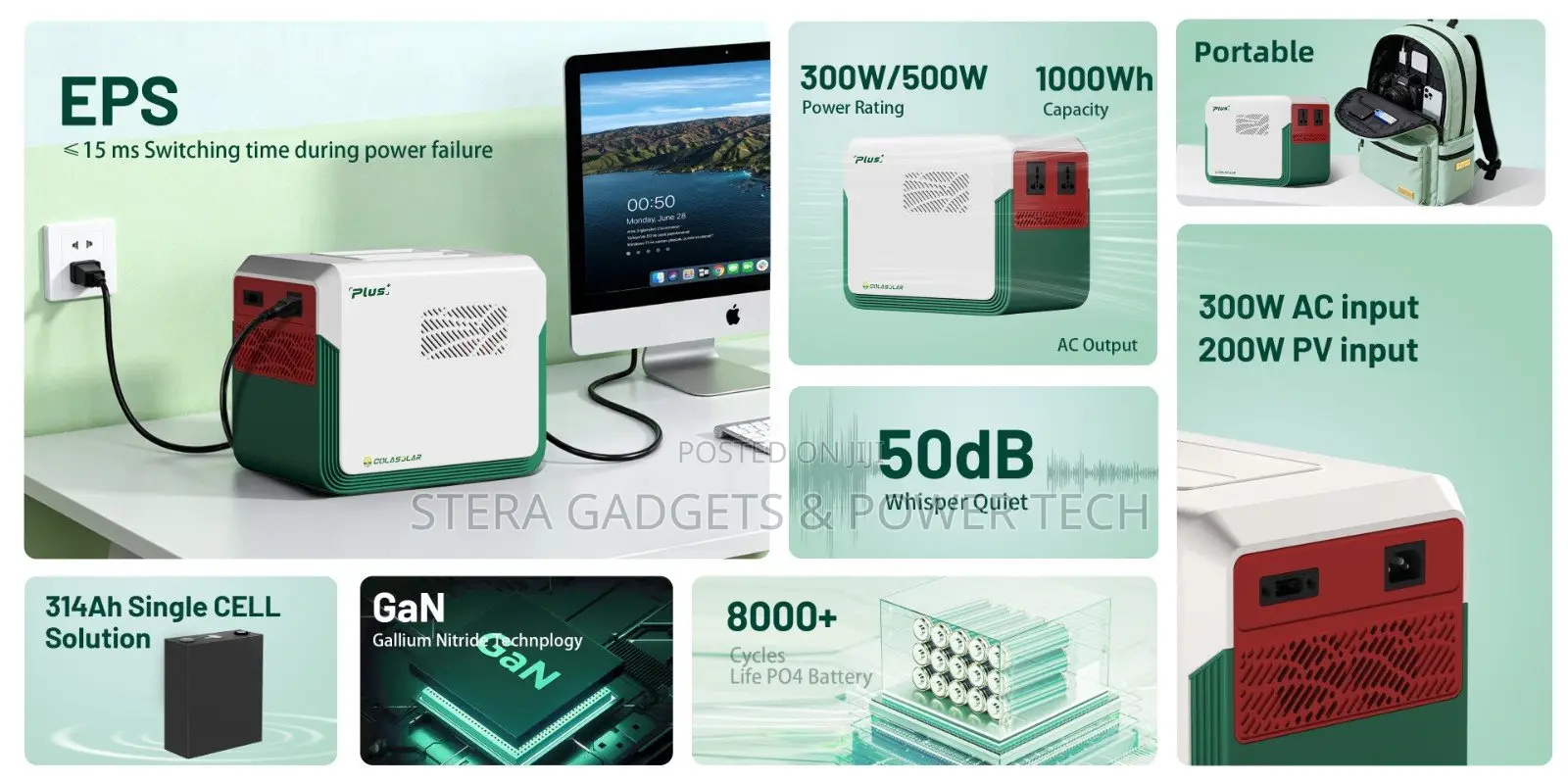 All in One Cola 1000 Pro Solar Generator