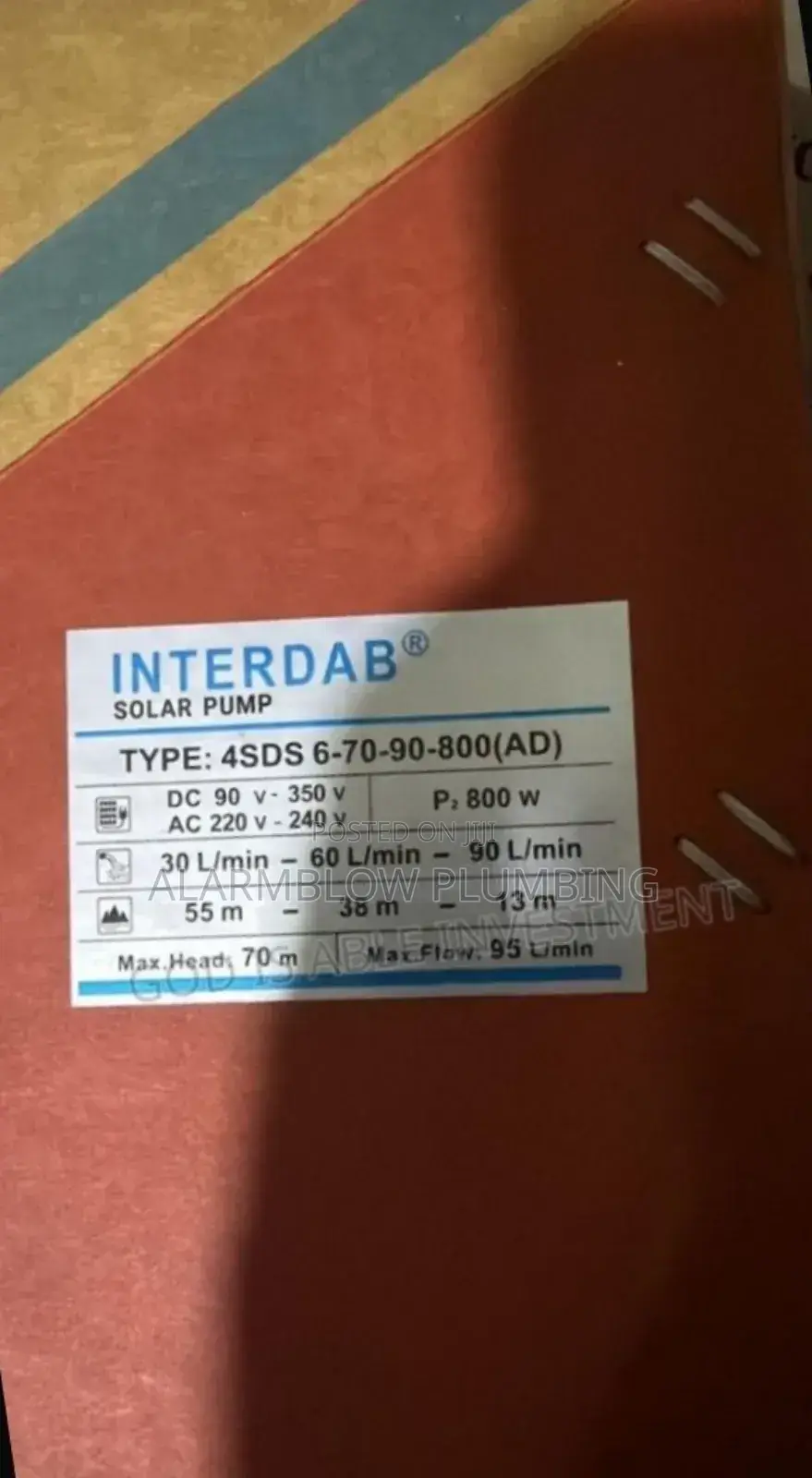 Interdab 1hp Ac/Dc Submersible Solar Water Pump