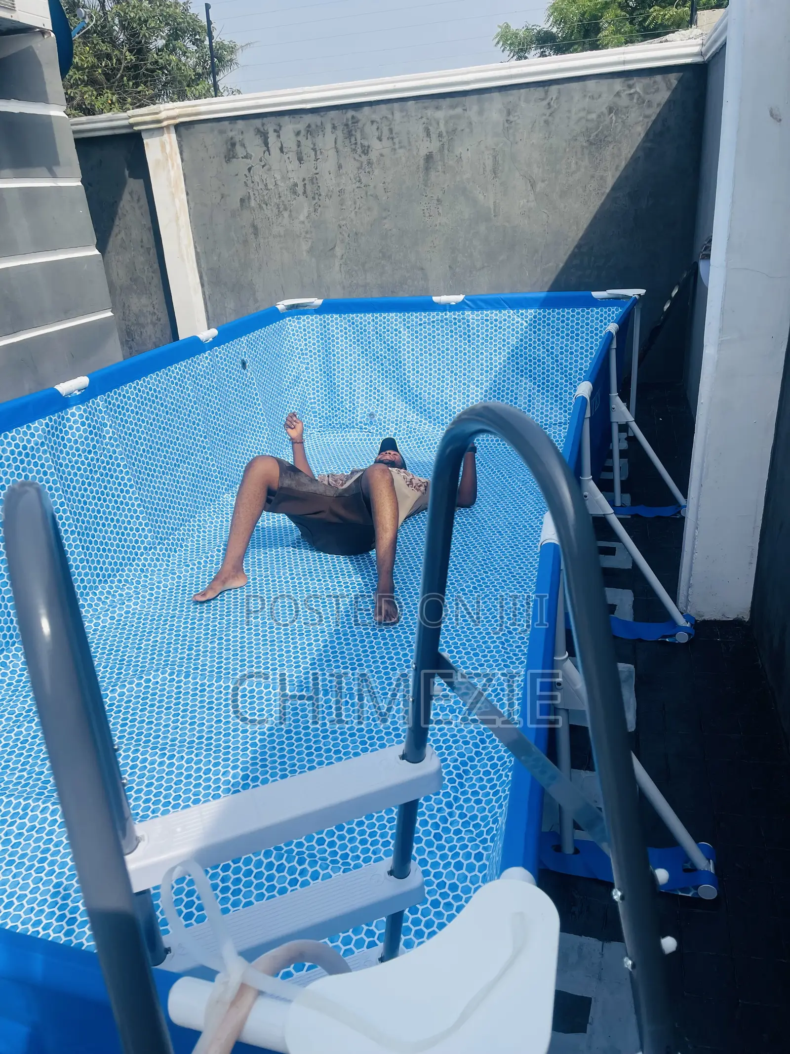 15ft Adult Kids Above Ground Swimming Pool With Pool Safety Ladder