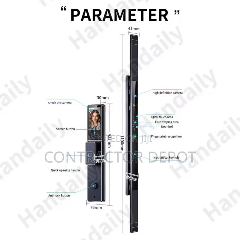 Latest Slim Waterproof Smart Door Lock Tuya Wifi 3d Face Recognition