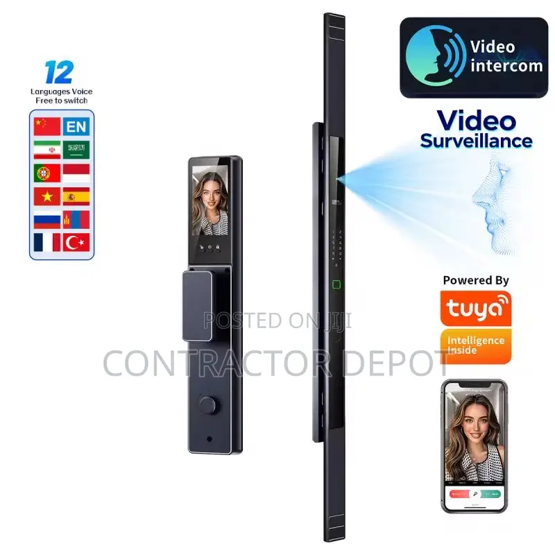 Latest Slim Waterproof Smart Door Lock Tuya Wifi 3d Face Recognition