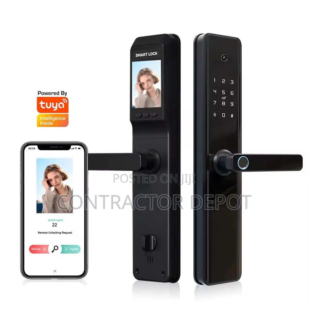 Smart Door Lock by Tuya Fingerprint Unlock With Camera Screen