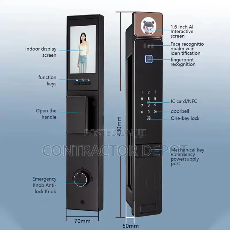 Newest Al Smart Door Lock Digital Tuya Remote Control Face Recognition