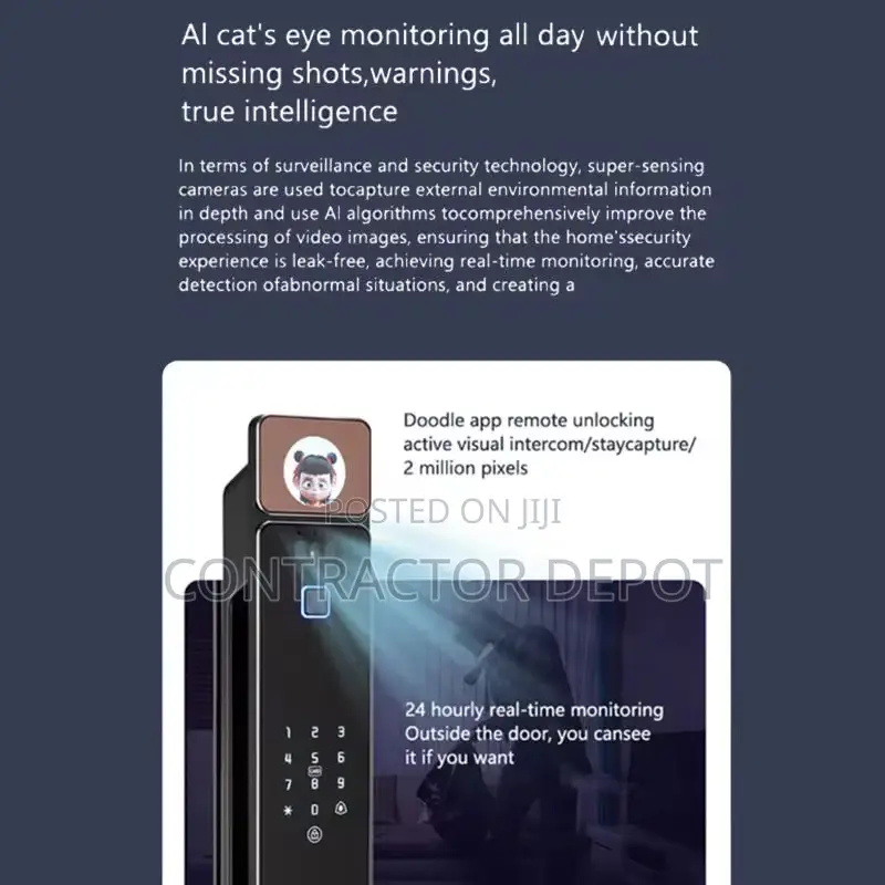 Newest Al Smart Door Lock Digital Tuya Remote Control Face Recognition