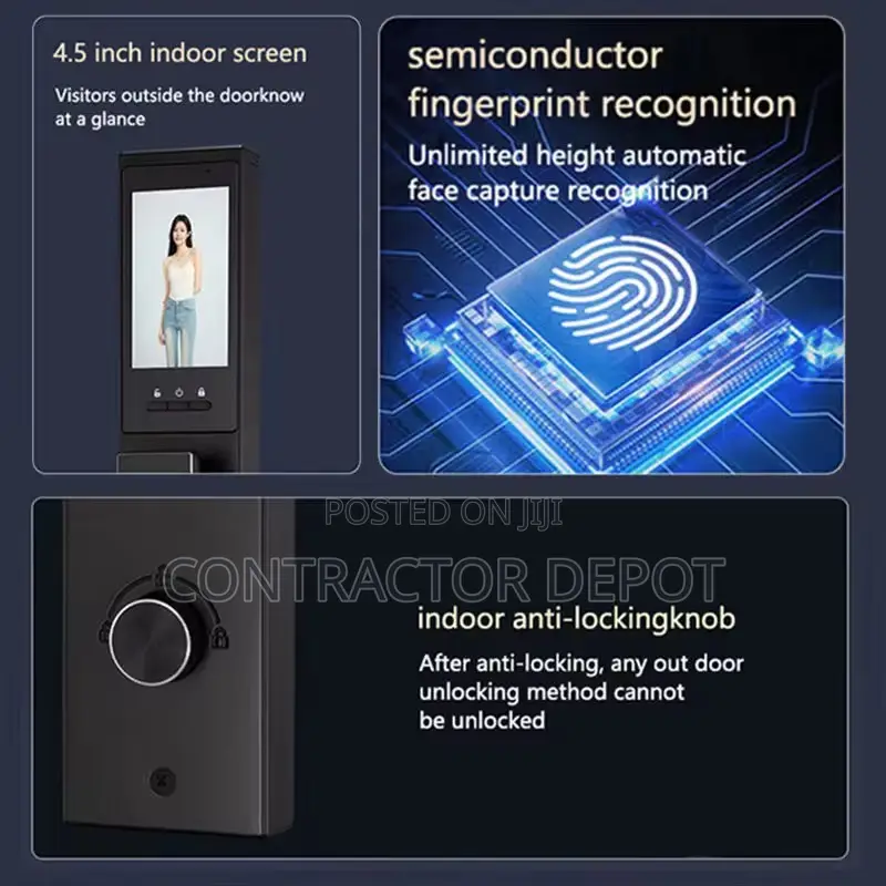 Newest Al Smart Door Lock Digital Tuya Remote Control Face Recognition
