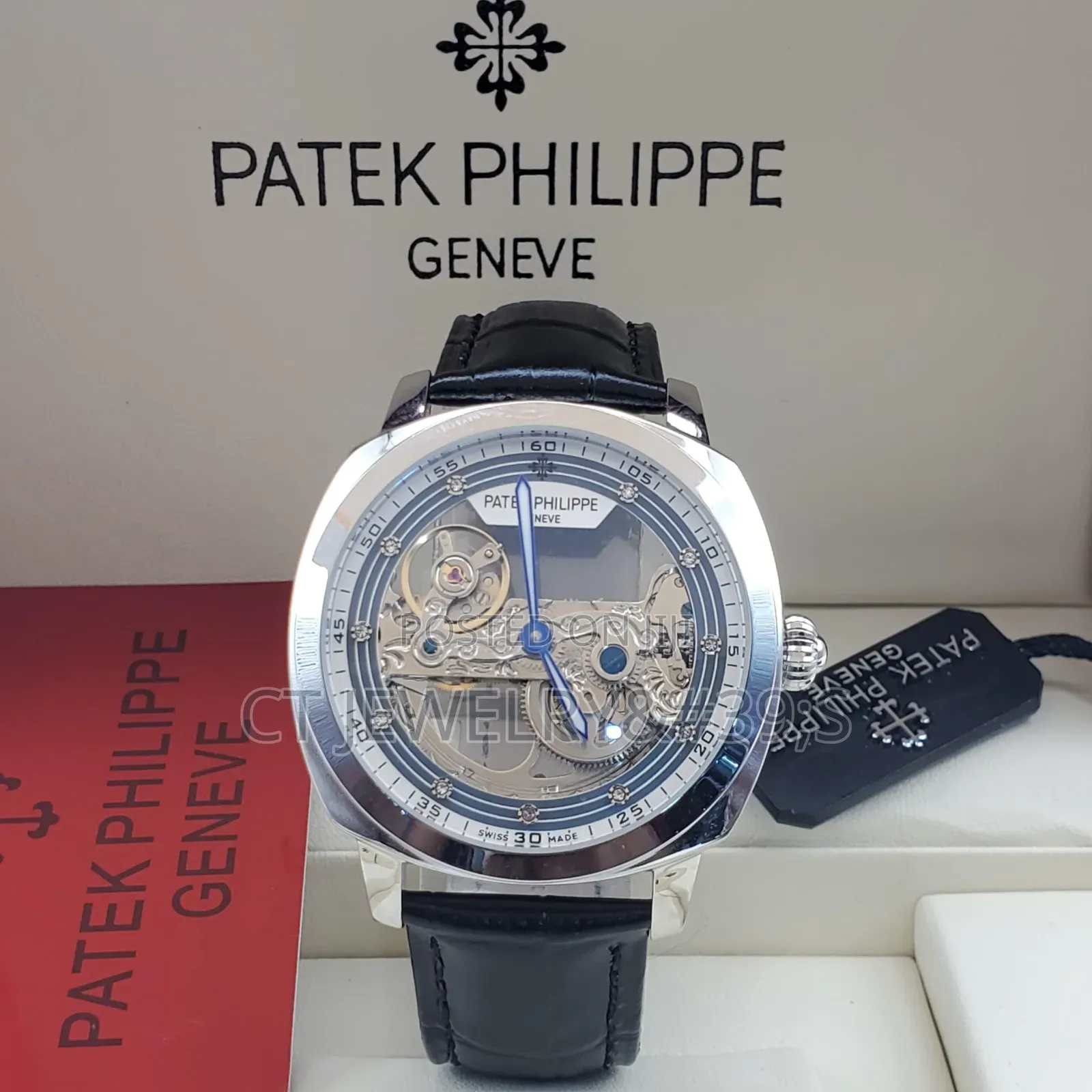 Original Patek Philippe Luxury Chronograph Skeleton Dial Wristwatch