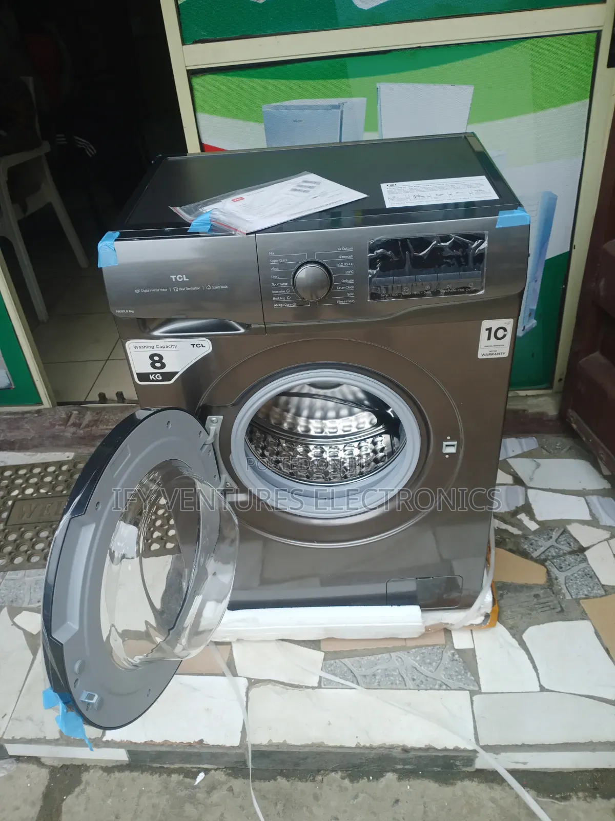 8kg TCL Front Loader Wash and Spin Washing Machine, Silver Color